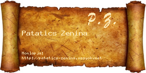 Patatics Zenina névjegykártya